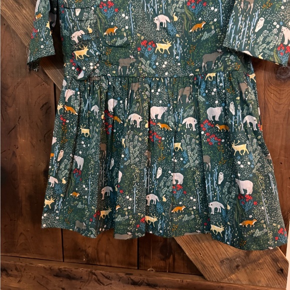 Tea Collection Forest Green Animal Pattern Dress - Picture 2 of 6